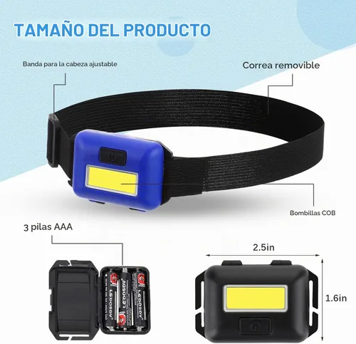 Vista 2 de Treela 30 piezas de linterna LED para exteriores, lámpara de cabeza ajustable, linternas con 3 modos, incluye 90 pilas AAA, faros brillantes