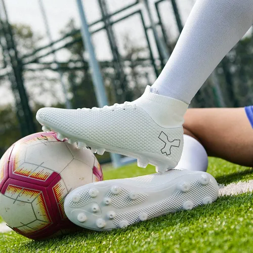 Vista 6 de Botas de fútbol para hombre con tacos de fútbol para hombres y niños grandes, zapatos de punta alta para jóvenes, entrenamiento profesional