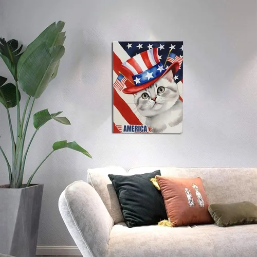 Vista 5 de Nxwdwqa Impresiones en lienzo estadounidenses personalizadas con fotos de tu mascota, arte de pared de lienzo americano personalizado, carga tu foto