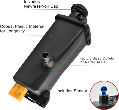 Vista 4 de EVIL ENERGY Tanque de depósito de refrigerante con tapa, compatible con BMW X3 X5 323i 323Ci 325i 325xi 325xi 325Ci 328i 328Ci 330i 330xi 330Ci