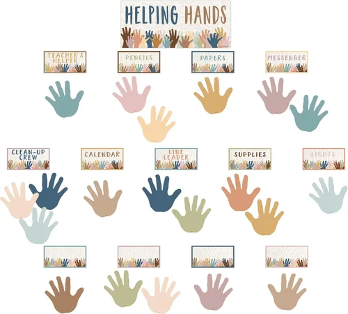 Vista 7 de Teacher Created Resources Everyone is Welcome Helping Hands Mini tablón de anuncios para decoración de aula (TCR7122)