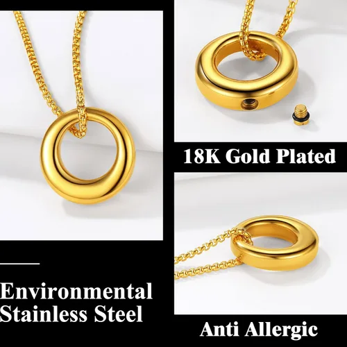 Vista 28 de Richsteel Collar de urna para cenizas, joyería de cremación, colgante de recuerdo conmemorativo con cadena