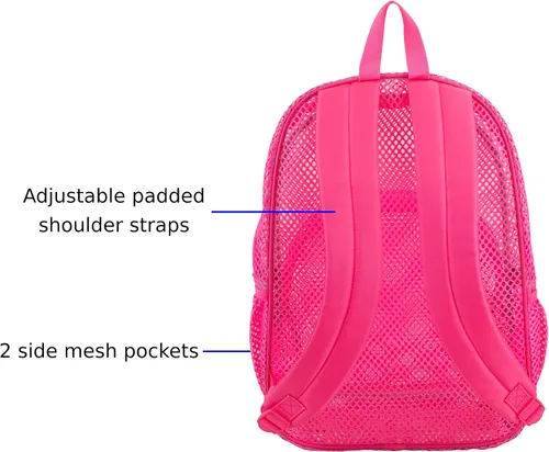 Vista 5 de Eastsport, mochila Bungee de malla, con tirantes acolchados, Rosado), 113960-ENR