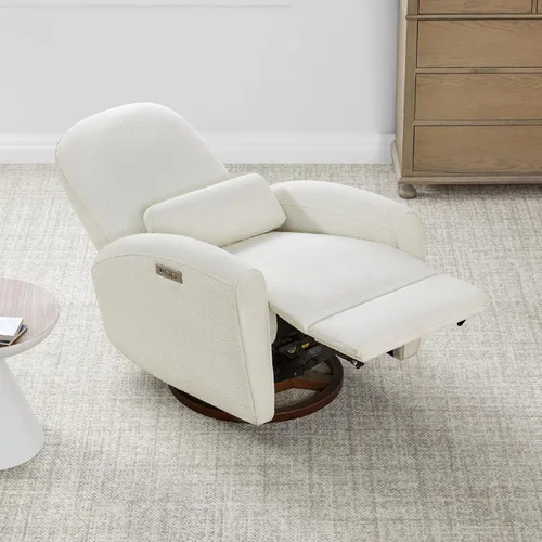 Vista 4 de Watson & Whitely Sillas reclinables eléctricas, mecedora giratoria para cuarto de bebé, con soporte lumbar y almohada lumbar y base de madera maciza