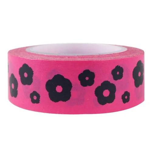 Vista 4 de Wrapables Floral & Nature - Cinta adhesiva japonesa Washi, flores felices negras