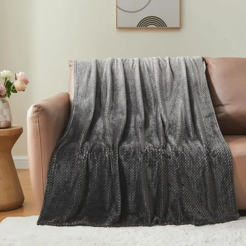 Vista 53 de NEWCOSPLAY Manta de Tiro Súper Suave Aqua Franela Sedosa Premium Fleece con Patrón de Hojas Ligera Manta de Cama para Uso en Todas las Estaciones