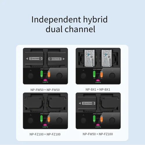 Vista 7 de Cargador de batería de cámara 3 en 1 para Sony NP-FZ100 NP-FW50 NP-BX1, cargador rápido LCD de doble ranura USB-C compatible con baterías de cámara