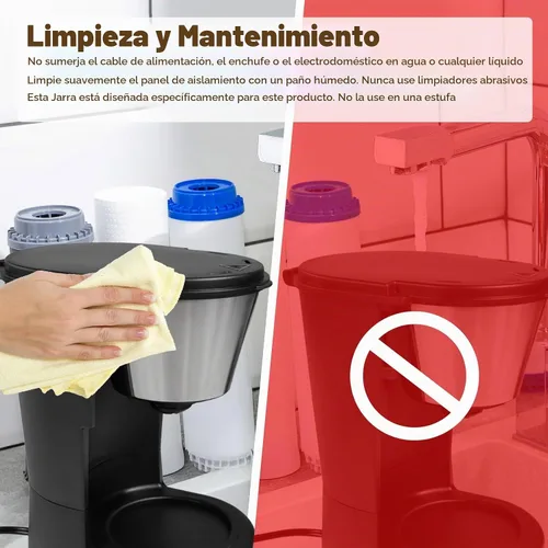 Vista 9 de Cafetera de goteo de 5 tazas de café antigoteo de un solo toque con jarra de filtro reutilizable, para mantener el calor, cuchara, cafetera