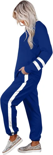 Vista 130 de Aloodor conjunto deportivo de 2 piezas para mujer, con sudadera con cuello redondo, sin botones