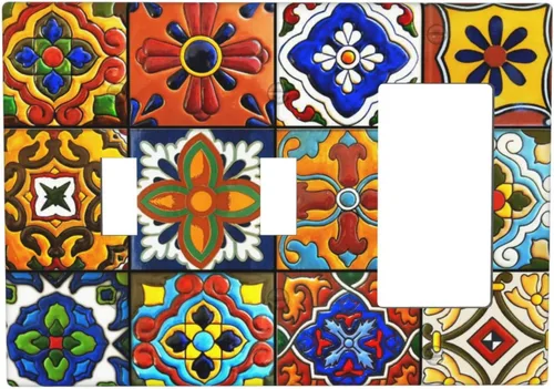 Vista 110 de Azulejos Negros Texturas Modernas Retro Marruecos 1 Gang Cubierta de Interruptor de Luz Sin Dispositivo Placa de Pared en Blanco Decorativa Placa