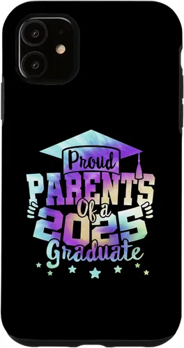 Vista 5 de iPhone 15 Parents of a 2025 Graduate Tie Dye Class Senior Graduation Case