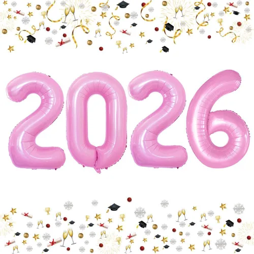 Vista 68 de GOER Globos de papel de aluminio 2026 para fiesta de Año Nuevo, suministros de fiesta, decoraciones de graduación (negro, 16 pulgadas)