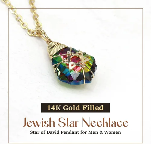 Vista 44 de Collar de estrella de David para mujeres y hombres, collar de estrella judía relleno de oro de 14 quilates, collar de Israel