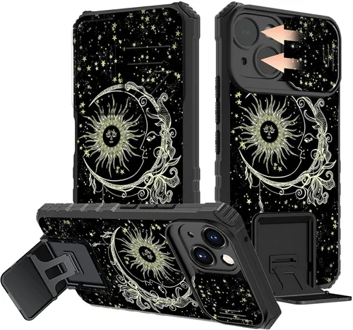 Vista 24 de Rossy Funda para iPhone 14 2022, para iPhone 14 con funda deslizante para cámara deslizante, soporte integrado, doble capa híbrida, a prueba de 1-37