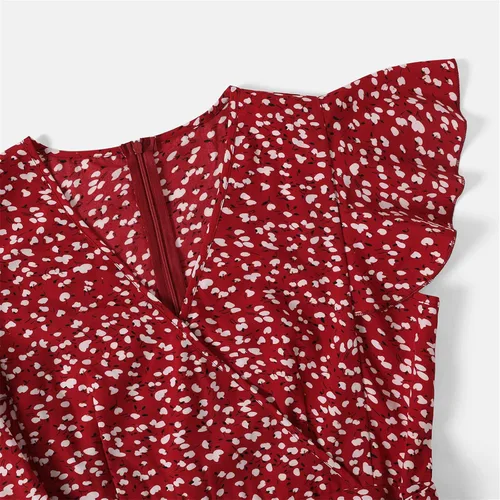 Vista 4 de PATPAT Vestidos de mamá y yo a juego para la familia, vestido de lunares con mangas voladas para madre e hija