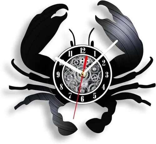 Vista 2 de The Geeky Days Big Crab - Reloj de pared LED con mando a distancia, 7 colores, luz de 12 pulgadas, cuarzo silencioso, náutico, océano, mariscos