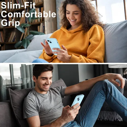 Vista 2 de DEENAKIN Funda compatible con iPhone 13 con protector de pantalla, silicona suave y sedosa, funda mejorada para cámara, probada contra caídas de 16