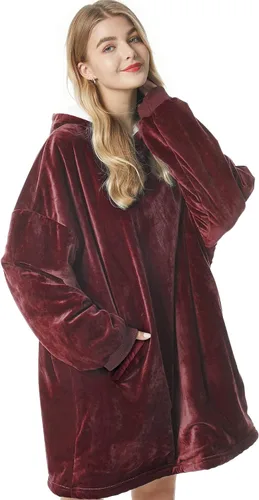 Vista 7 de Felicigeely Blanket Hoodie Wearable Blanket Sweatshirt Oversized Hooded Blanket Sweater Gift for Women