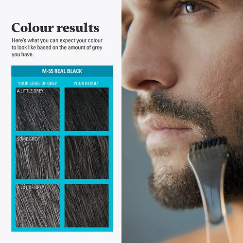 Vista 5 de JUST FOR MEN Gel de color para bigote y barba, negro real M-55, 1 cada uno (paquete de 4)