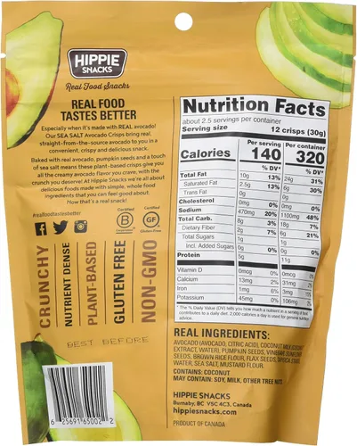 Vista 2 de Hippie Snacks Crisps Sal marina de aguacate, 2.5 onzas