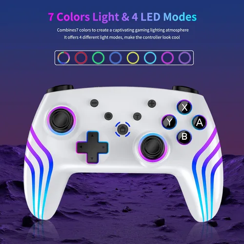 Vista 5 de VidPPluing 2 Pack Switch Controllers, RGB Switch 2 Controller for Nintendo Switch/Switch 2/Lite/OLED, Wireless Pro Controller with Motion