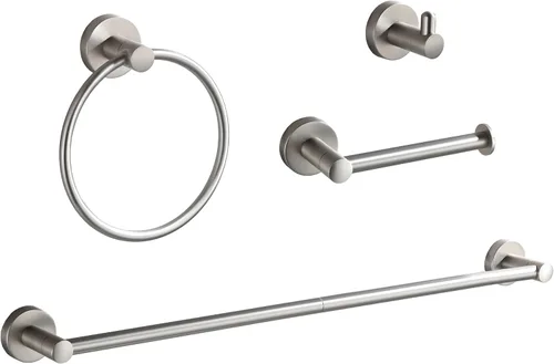 Vista 7 de BGL Juego de Accesorios de Baño Dorado Cepillado, Juego de Toallero de 4 Piezas