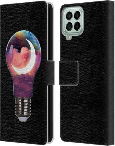 Vista 7 de Head Case Designs Officially Licensed Dave Loblaw Boy Painting Moon Clouds Sci-Fi and Surreal Leather Wallet Case Compatible with Samsung Galaxy M53