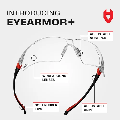 Vista 2 de NoCry Gafas de seguridad transparentes para hombres y mujeres; gafas de trabajo ligeras con brazos ajustables y agarres antideslizantes y lentes