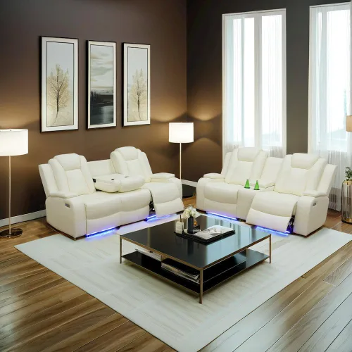 Vista 18 de Ritz Power - Juego de sala de estar reclinable con LED para sala de estar, dormitorio, casa de invitados, sala de juegos, Airbnb, apartamento