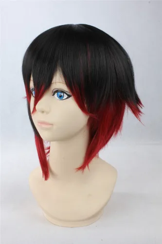 Vista 3 de COSPLAZA Cosplay peluca de Halloween negro rojo rubí rosa mujeres anime show corto fiesta anime show pelo