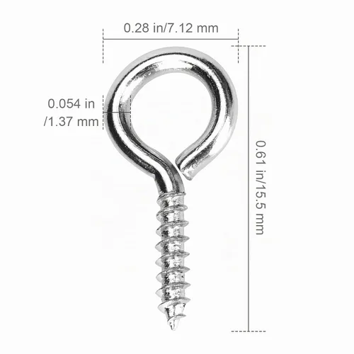 Vista 3 de Aovchei 150 tornillos de ojo de acero inoxidable 304 de 0.59 pulgadas