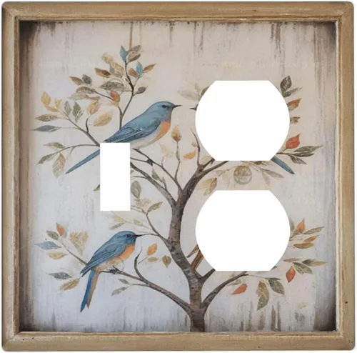 Vista 11 de Cubiertas Decorativas para Interruptores de Luz Arte de Pájaros BirdArt 1 Gang Salida Dúplex Individual Placa de Pared Placa de Interruptor Placa