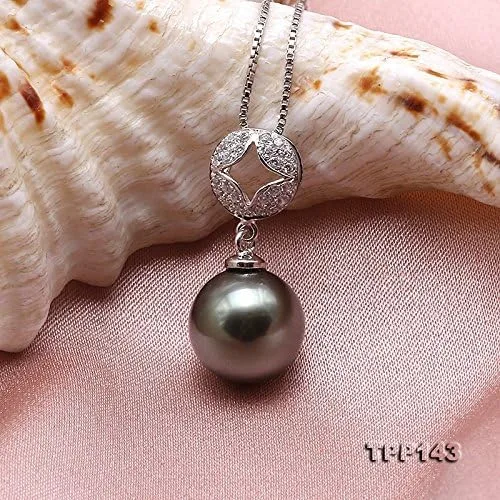 Vista 5 de Plata de ley jyx 9,5mm Tahitian Perla Cultivada Collar con Colgante