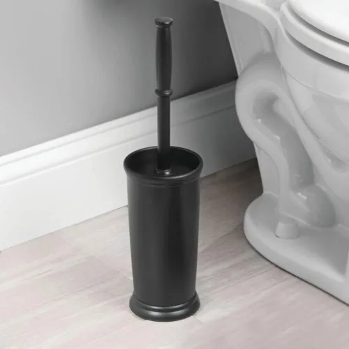 Vista 2 de mDesign Cepillo de Inodoro y Soporte - Cepillo de Baño Cubierto - Limpiador de Inodoro en Pie en Soporte Moderno - Cepillo de Limpieza Profunda