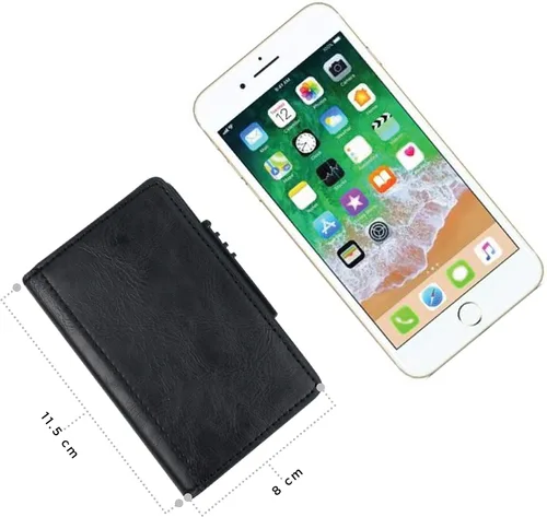 Vista 6 de Print Supremacy Cartera de cuero con funda de metal para tarjetas de crédito con cierre magnético (hasta 5 tarjetas), interruptor de plástico con 2