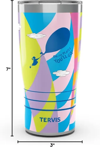 Vista 9 de Tervis Traveler - Vaso aislado de triple pared con aislamiento de Dr. Seuss Oh the Places You'll Go mantiene las bebidas frías y calientes, 20 Acero