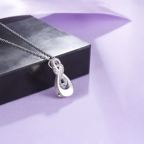 Vista 2 de ZGBY Collares de urna infinita de plata de ley 925, joyería de cremación de lágrima para cenizas, colgante conmemorativo para mujeres, hombres