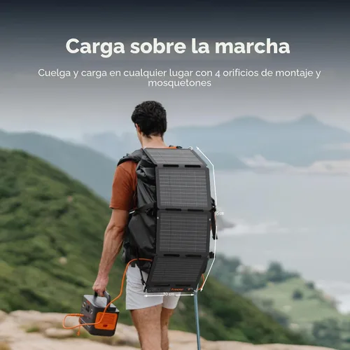 Vista 4 de Jackery SolarSaga 40W Air - Panel solar, 23% de eficiencia de conversión, paneles bifaciales PERC de tamaño libro, impermeable IP65, cargador solar