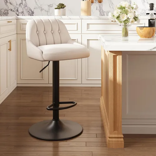 Vista 8 de MALOL Bar Stools Set of 1, Swivel Bar Chairs, Modern Adjustable PU Leather Upholstered Barstools Counter Height with Tufted Back for Bar, Kitchen