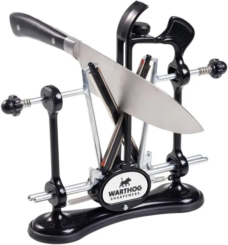 Vista 5 de Warthog V-Sharp A4 - Afilador de cuchillos, ideal para cocineros caseros, pescadores, cazadores, varillas de diamante, ángulos ajustables, marco