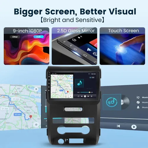Vista 7 de Radio de coche 2G+64G Android15 estéreo para Ford F150 2009-2012 con Carplay inalámbrico/Android Auto con navegación GPS WiFi, pantalla táctil de 9