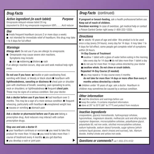 Vista 3 de Amazon Basic Care Omeprazol Comprimidos de liberación retardada de 20 mg, reductor de ácido, 14 unidades (el embalaje puede variar)