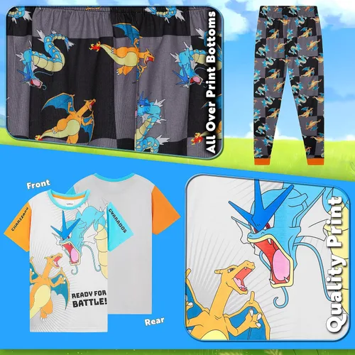 Vista 5 de Pokemon Conjunto de pijama para niños, camiseta y pantalones largos, pijamas para adolescentes de 4 a 14 años, regalos para niños