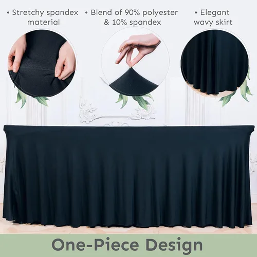 Vista 5 de Falda de mesa para mesas rectangulares de 6 pies – Fundas de mesa de elastano para mesa estándar de 6 pies – Mantel elástico ajustable de una pieza