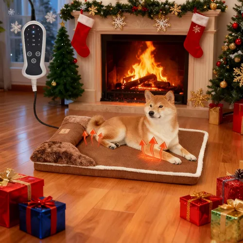 Vista 10 de Cama térmica para mascotas para gatos y cachorros, camas para perros de 20 x 20 pulgadas con cama de espuma viscoelástica, sofá para perro