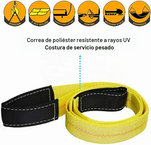 Vista 5 de Trekassy Paquete de 2 correas de elevación de 6 x 2 pulgadas, correas de elevación de 6 pies con capacidad nominal de cesta de 9,400 libras, correa