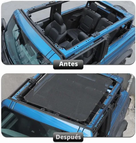 Vista 4 de Parasol de malla para el sol, cubierta superior de bikini proporciona protección solar UV en el techo, accesorios para Ford Bronco de 2 puertas 2021