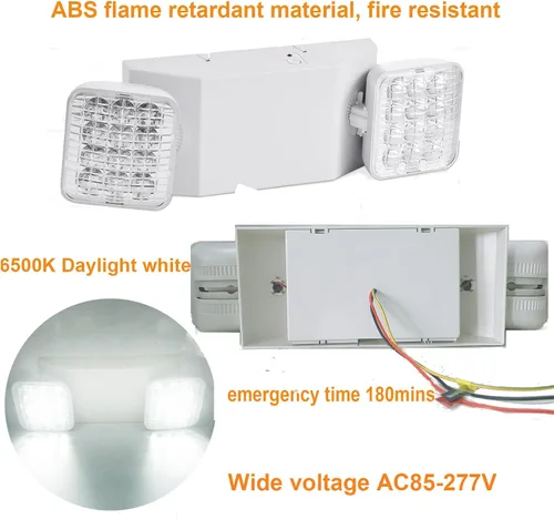 Vista 4 de LED Emergency Lights with Battery Backup 6 Pack, Commercial Emergency Lights Fixture Two Head Adjustable, Hardwired Emergency Light for Business