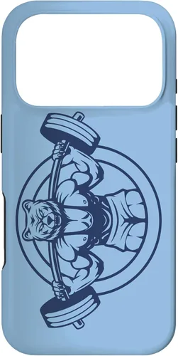Vista 30 de iPhone 16 Bear Barbell diseño para culturistas caso de culturismo