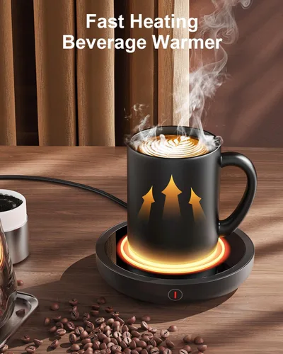 Vista 2 de SWEETFULL Calentador de taza de café, calentador eléctrico de taza de café de 36 W para escritorio con 3 ajustes de temperatura, calentadores